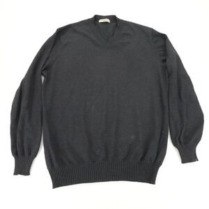 Fioroni Cashmere Duvet Sweater Mens Black Large V Neck Made Italy Luxury Knit